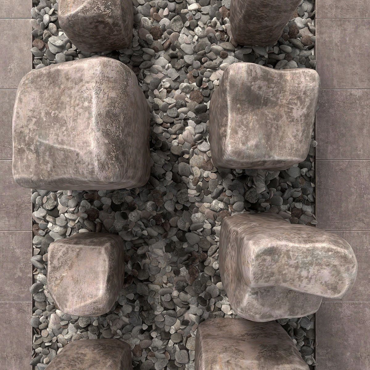 Square stone block pebble fundament n1  3D model_5
