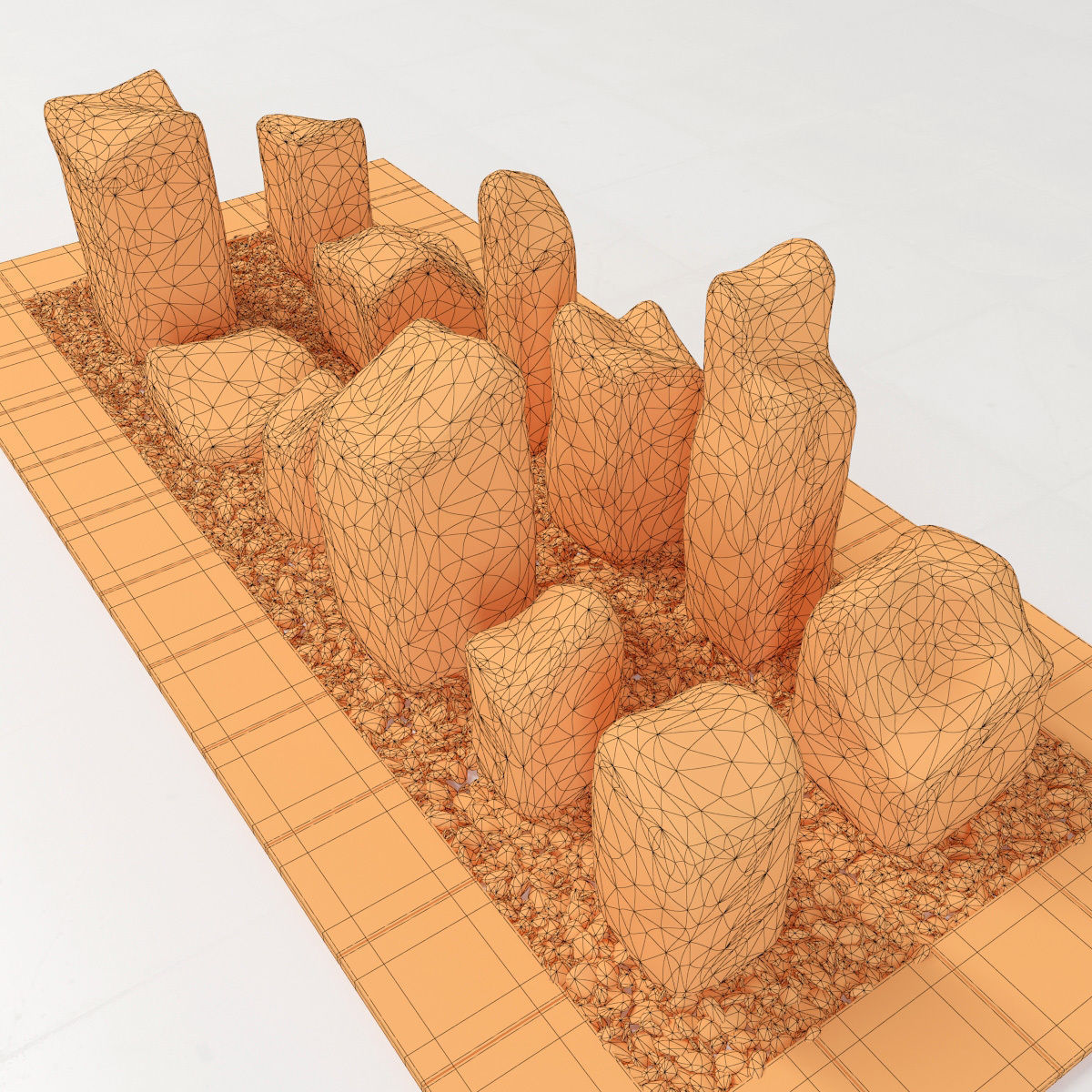 Square stone block pebble fundament n1  3D model_23