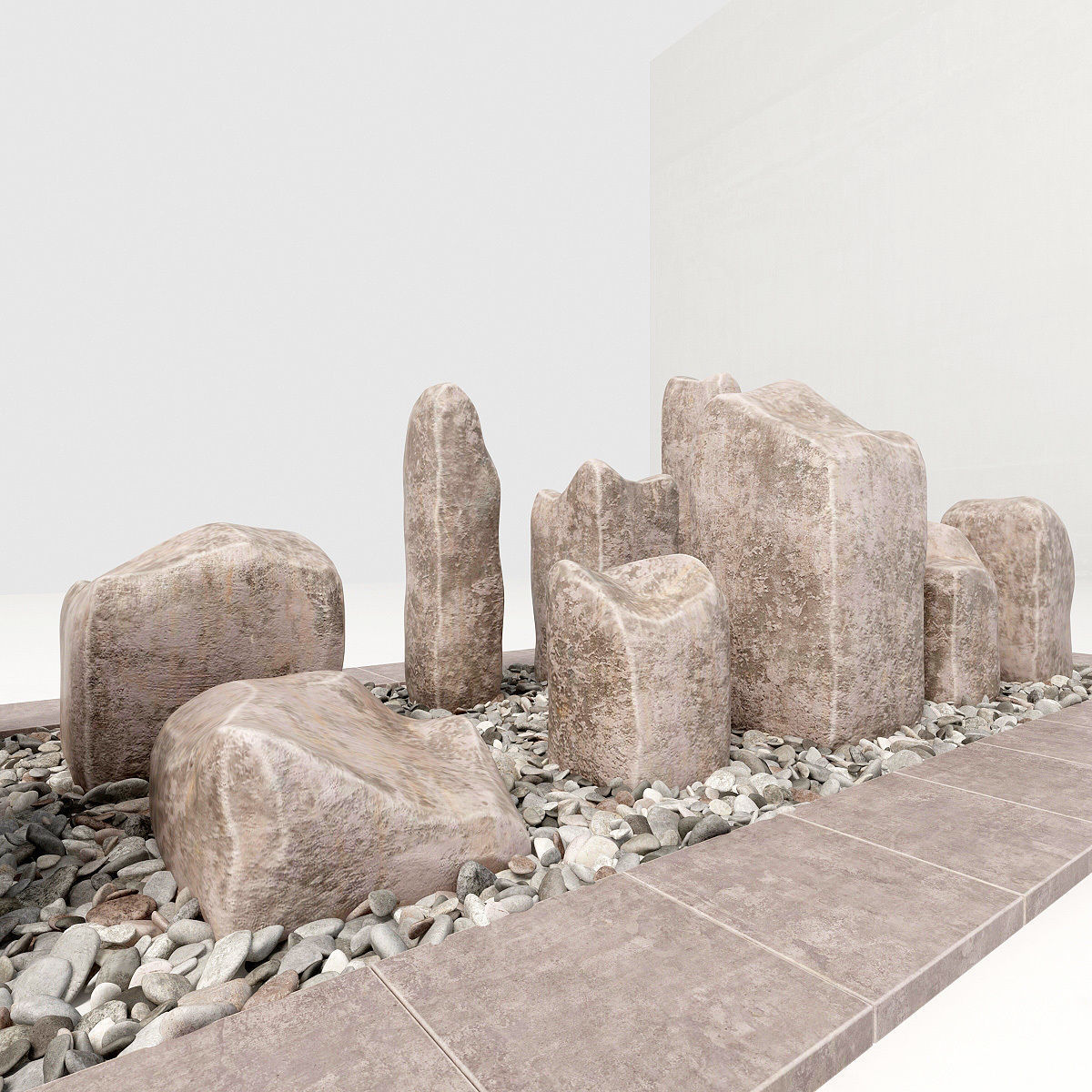 Square stone block pebble fundament n1  3D model_8