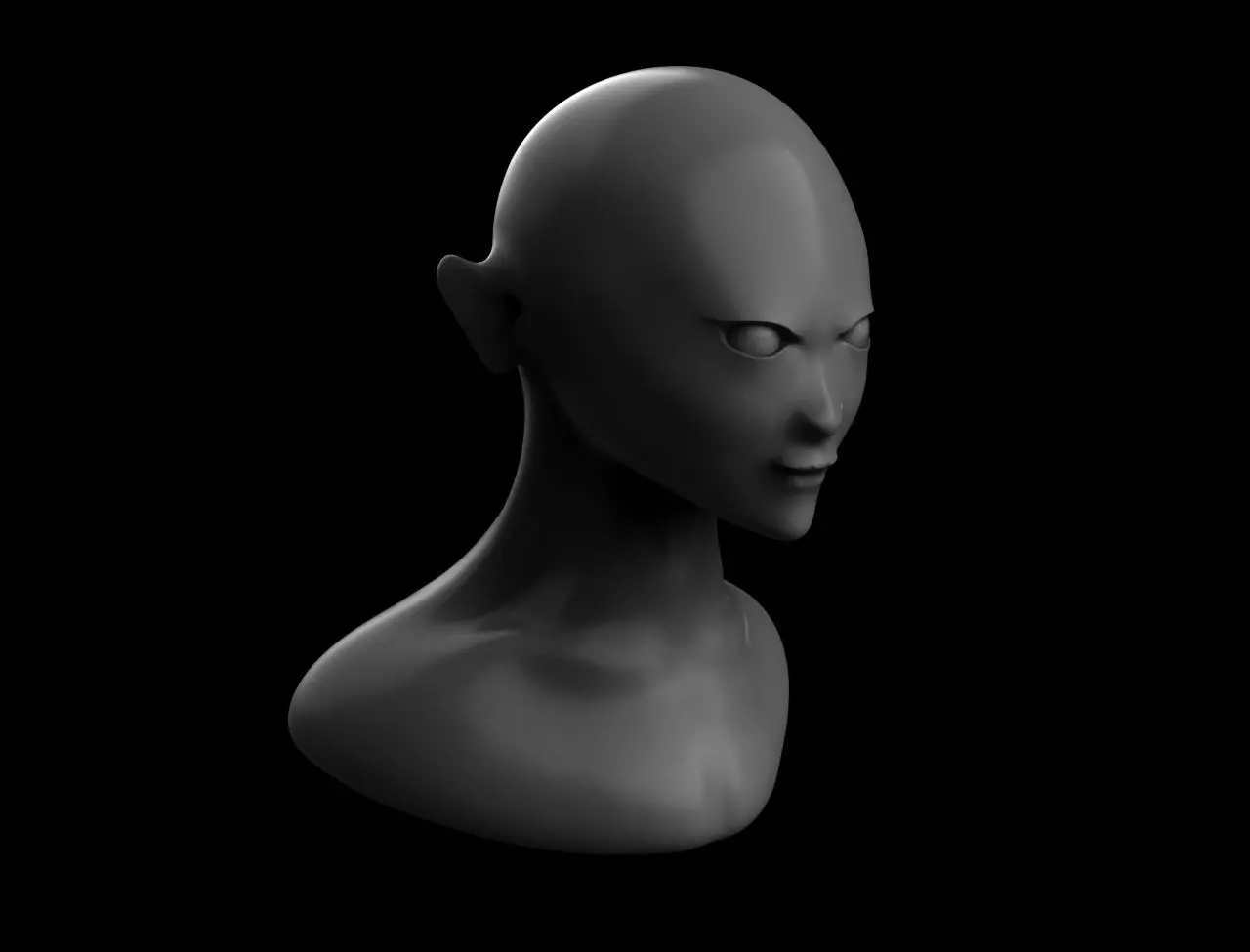 Basic female head model 3D model_0