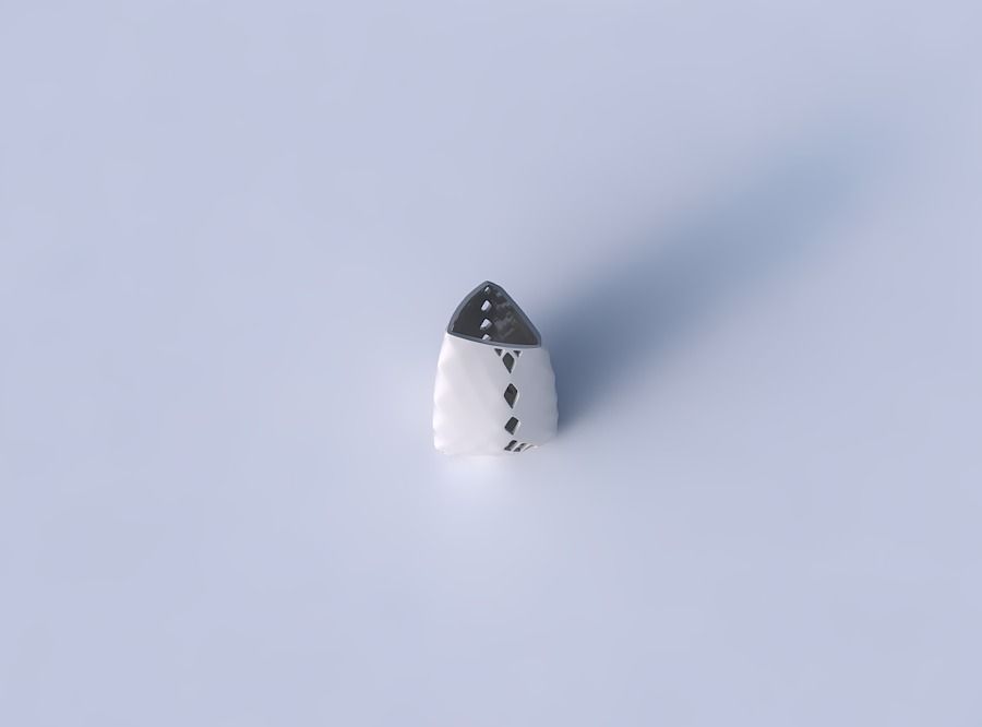 Vase tipped triangle with diagonal grid lattice 2 3D print model_2