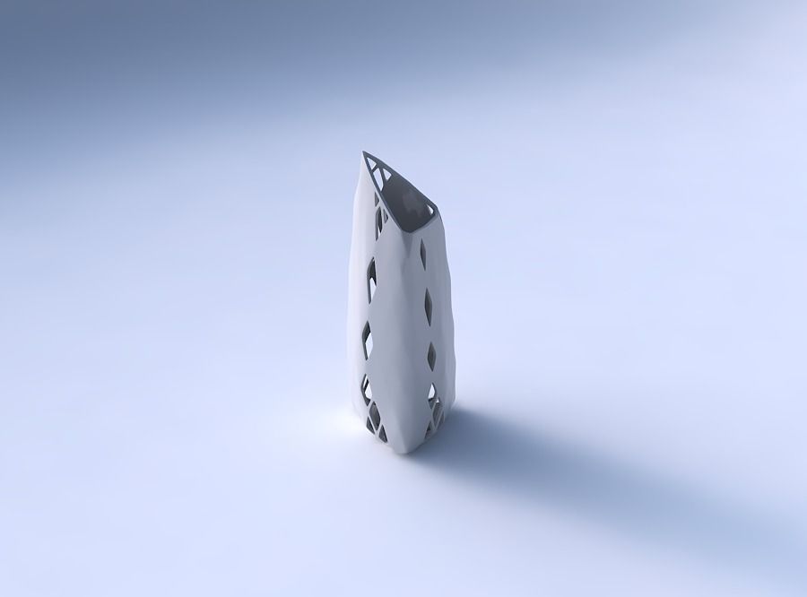 Vase tipped triangle with diagonal grid lattice 2 3D print model_3