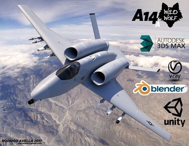 A-14A WILD WOLF stealth futuristic fighter concept jet  3D model