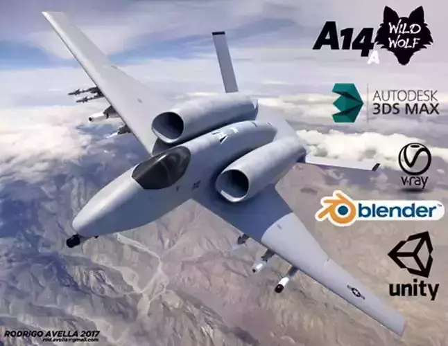 A-14A WILD WOLF stealth futuristic fighter concept jet  3D model