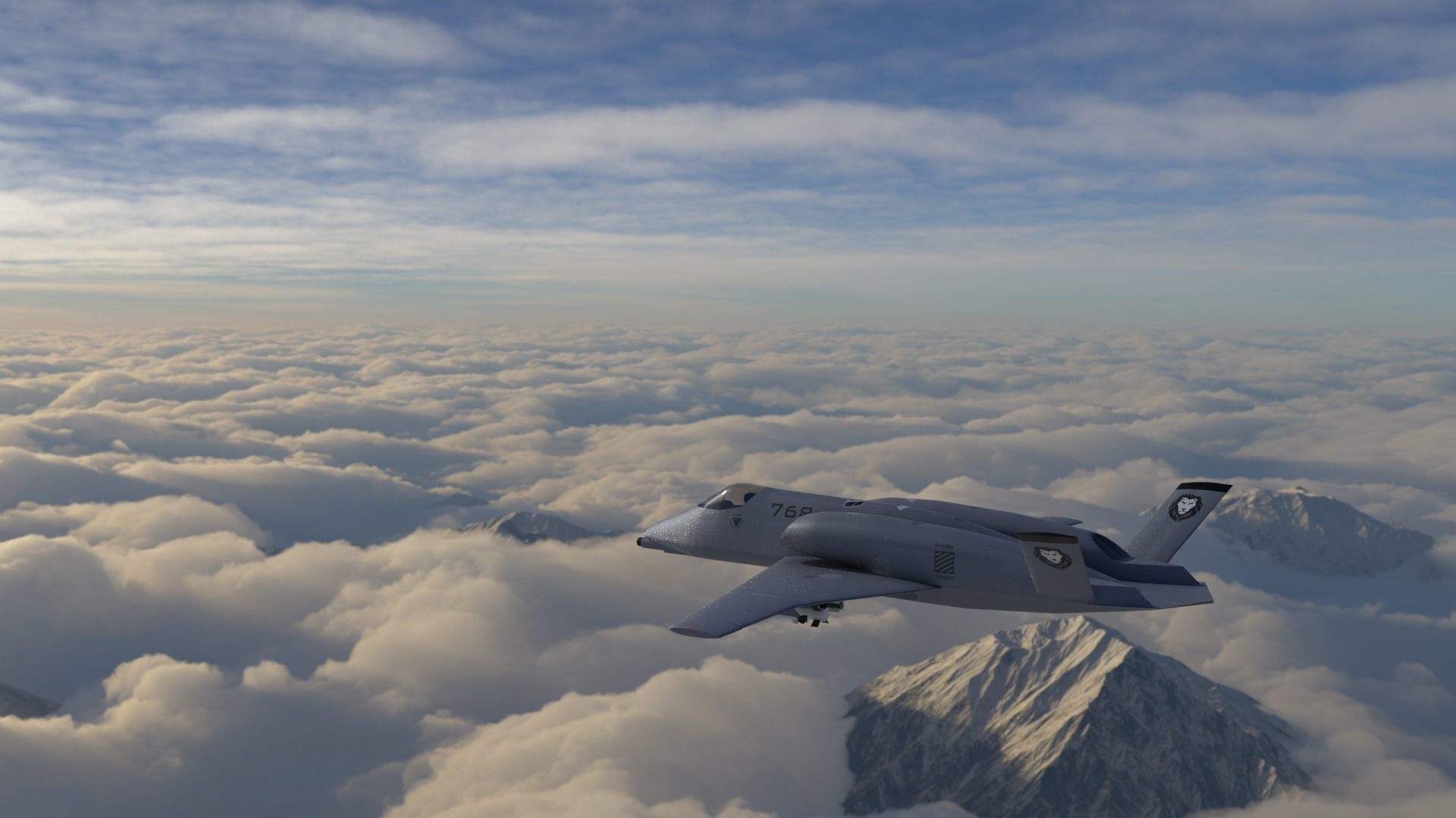 A-14A WILD WOLF stealth futuristic fighter concept jet 3D model_1