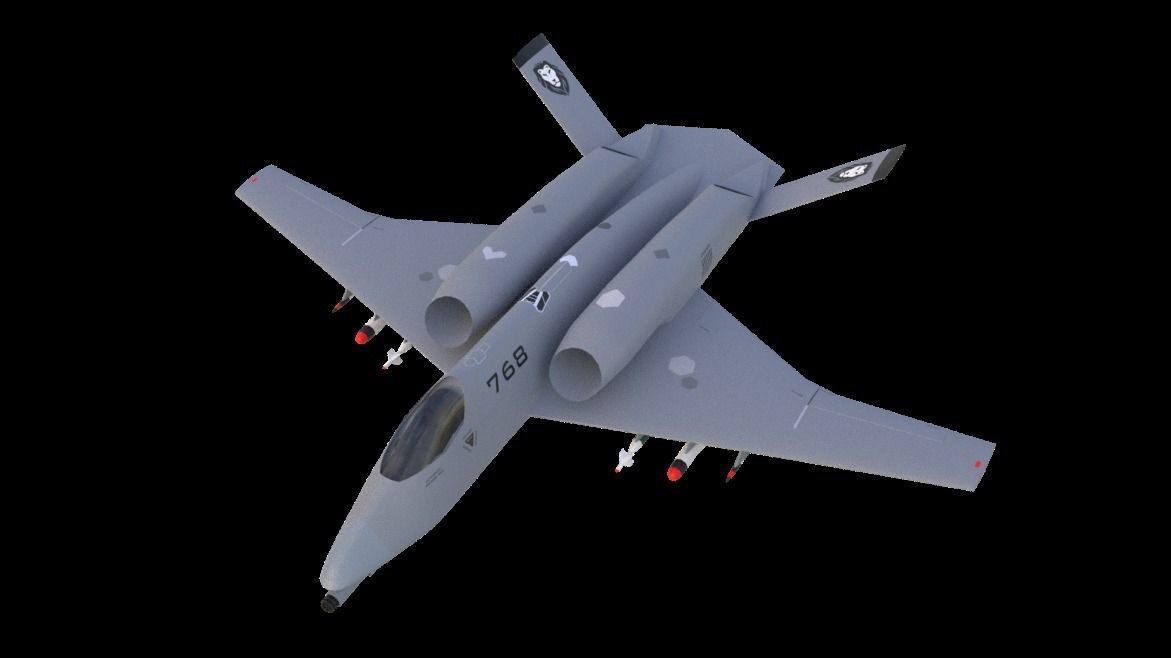A-14A WILD WOLF stealth futuristic fighter concept jet 3D model_6