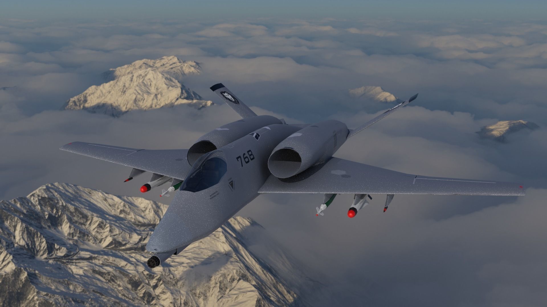 A-14A WILD WOLF stealth futuristic fighter concept jet 3D model_3