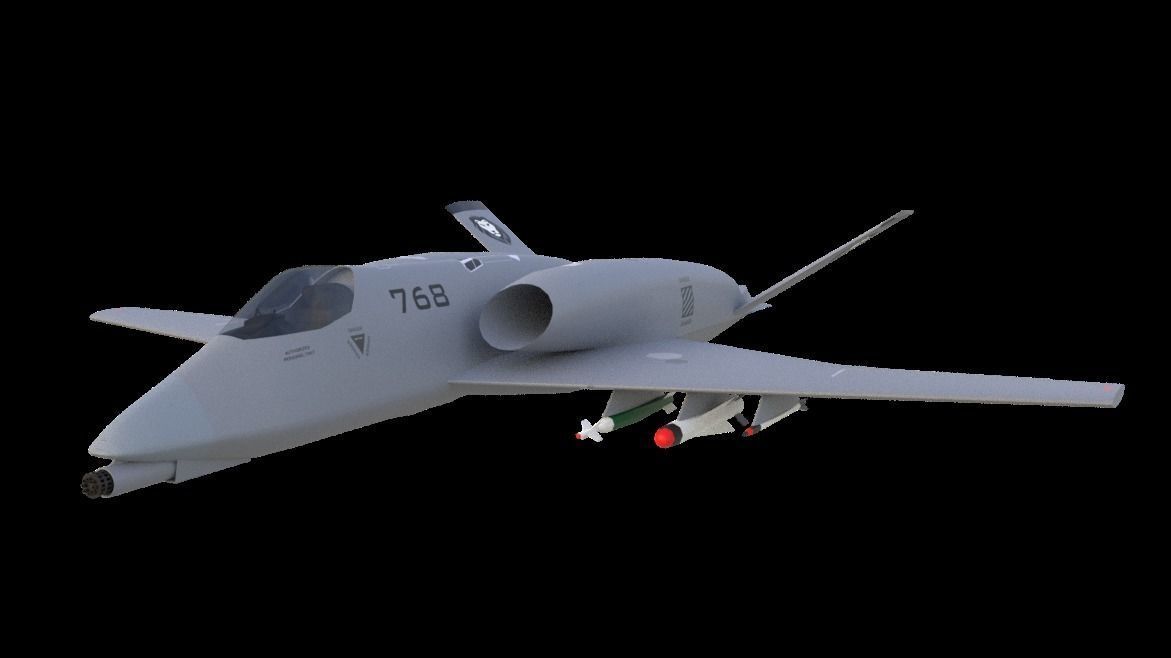A-14A WILD WOLF stealth futuristic fighter concept jet 3D model_9