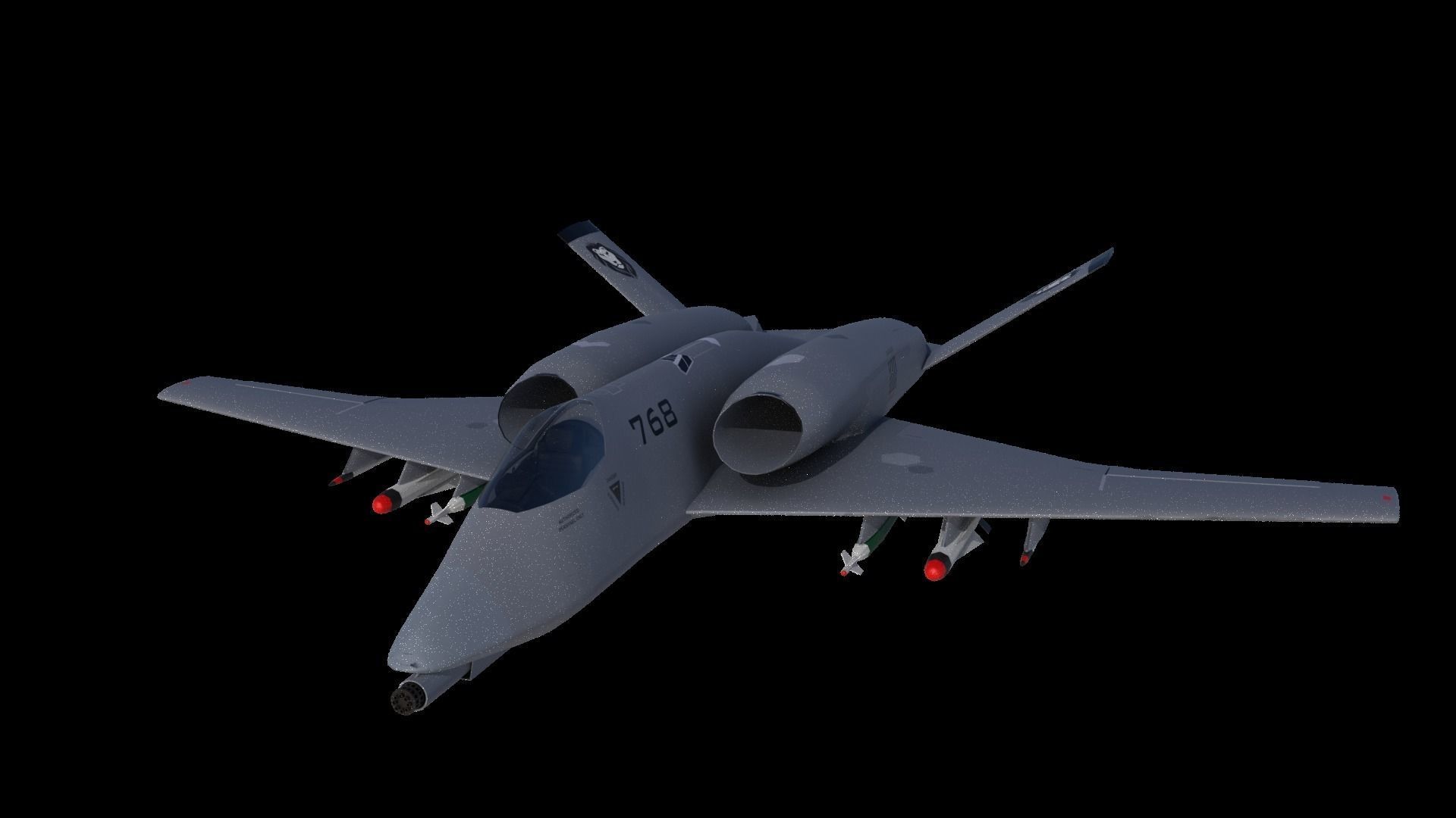 A-14A WILD WOLF stealth futuristic fighter concept jet 3D model_4