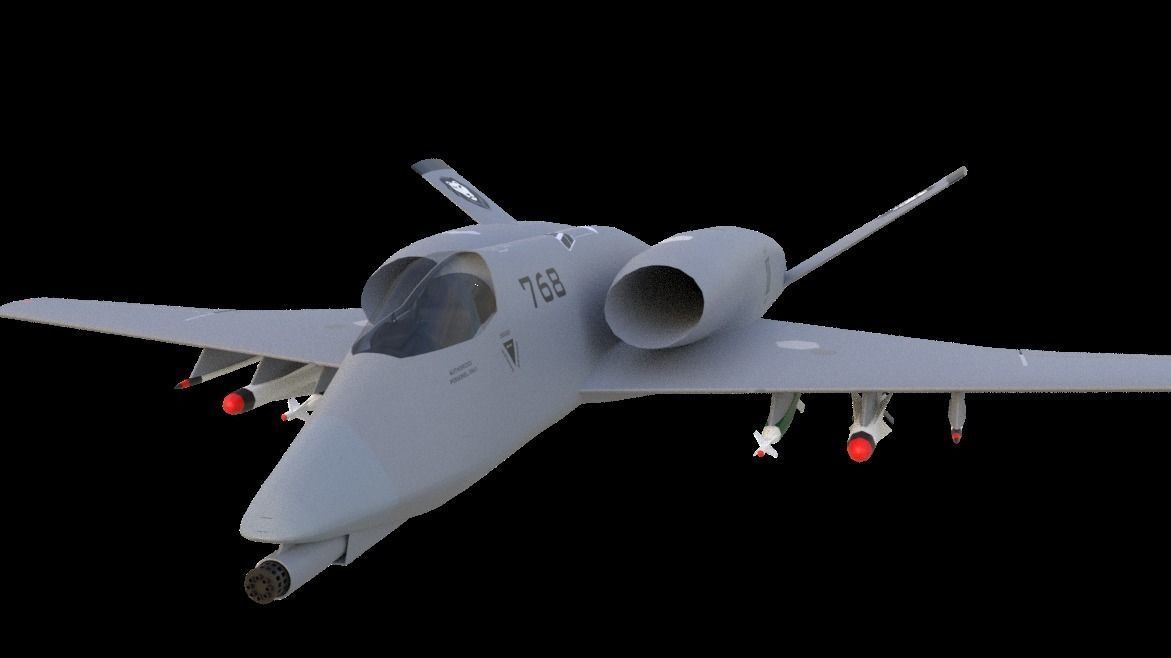 A-14A WILD WOLF stealth futuristic fighter concept jet 3D model_12