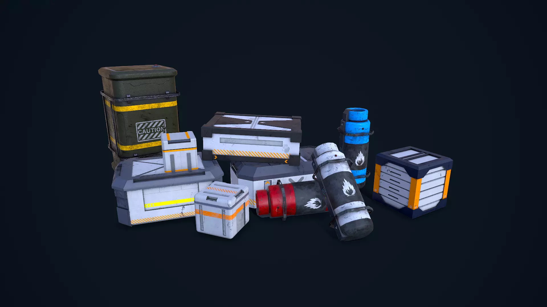 Sci-Fi Crates Pack 3D Model Collection_0