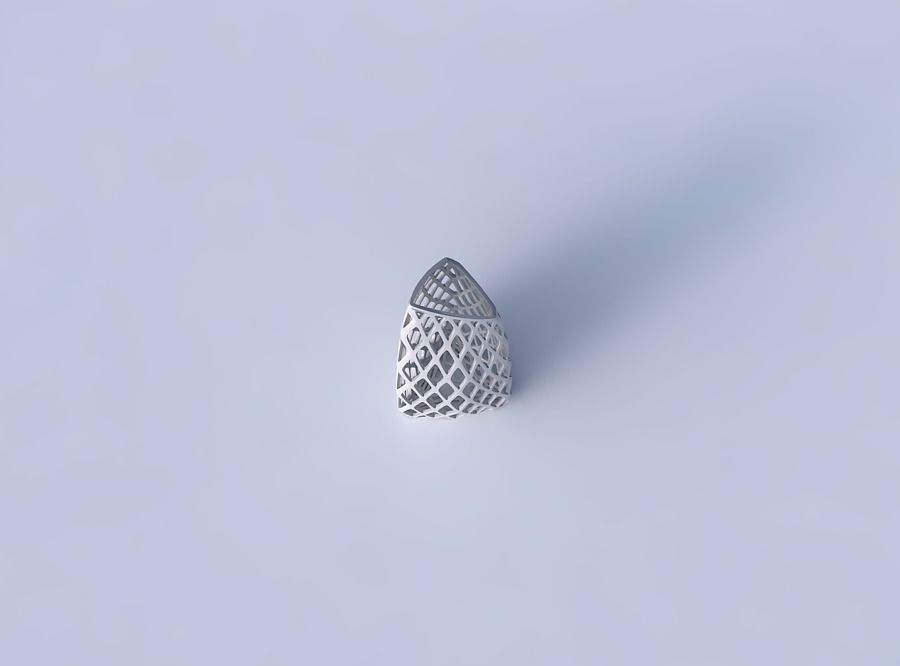 Vase tipped triangle with diagonal grid lattice 3D print model_2