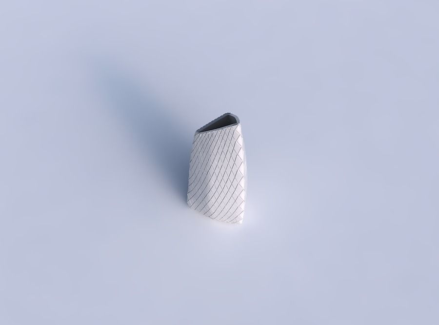 Vase tipped triangle with diagonal grid plates 3D print model_1