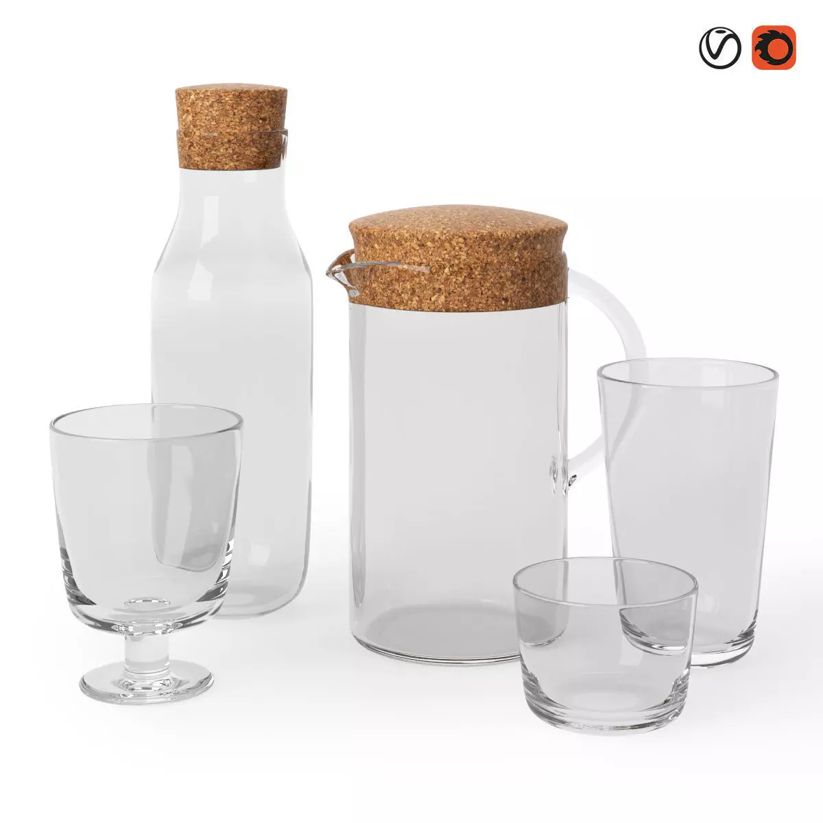 365 Glassware Set 3D model_0