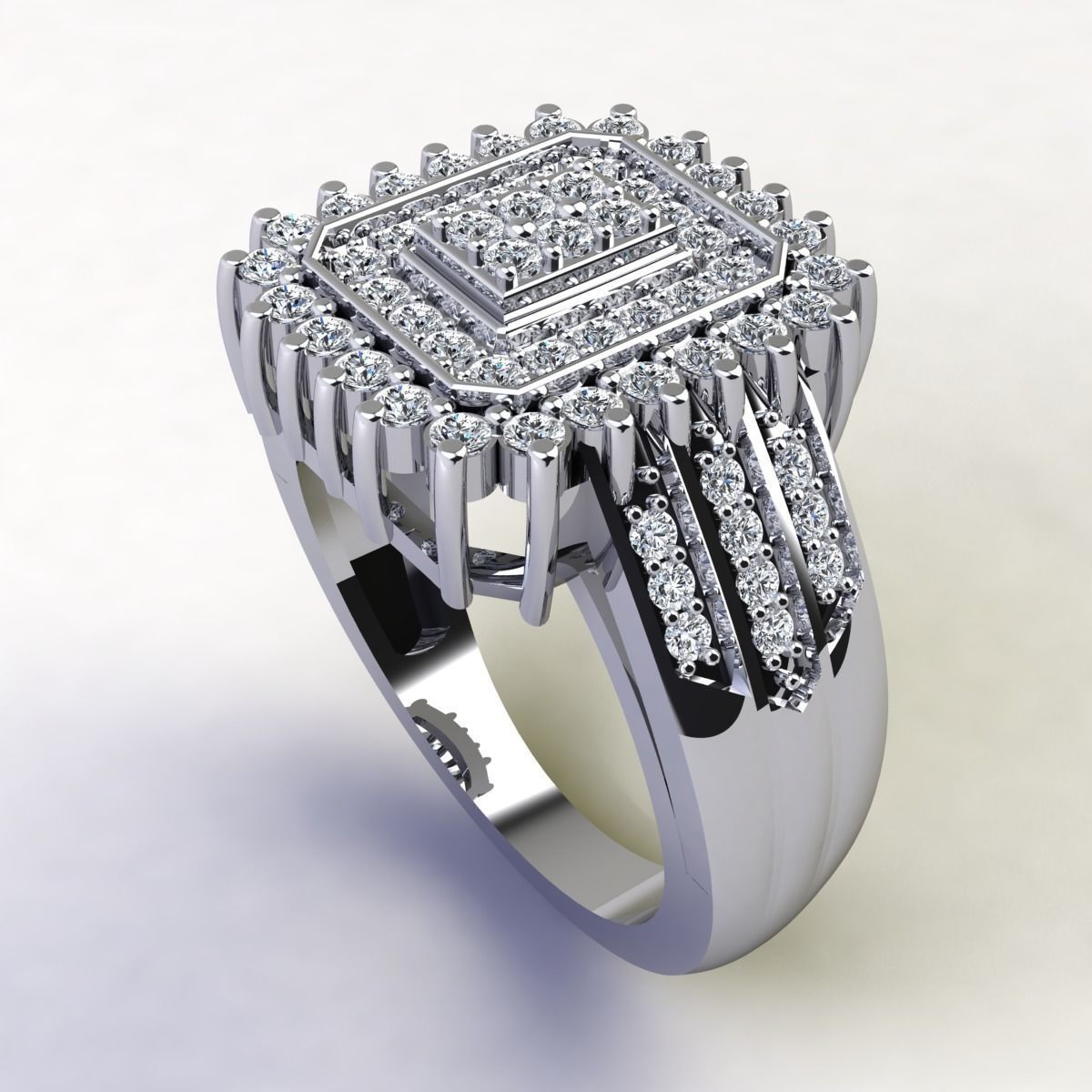 Center With Two Halo Ring  3D print model_12