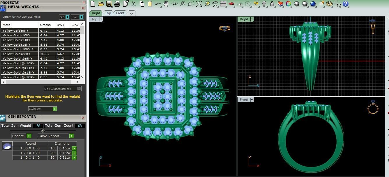 Center With Two Halo Ring  3D print model_2