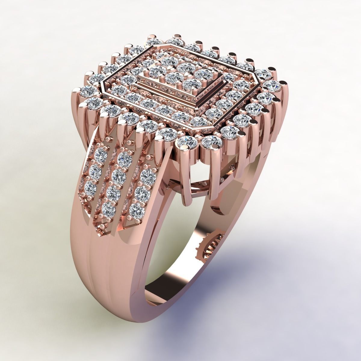 Center With Two Halo Ring  3D print model_3