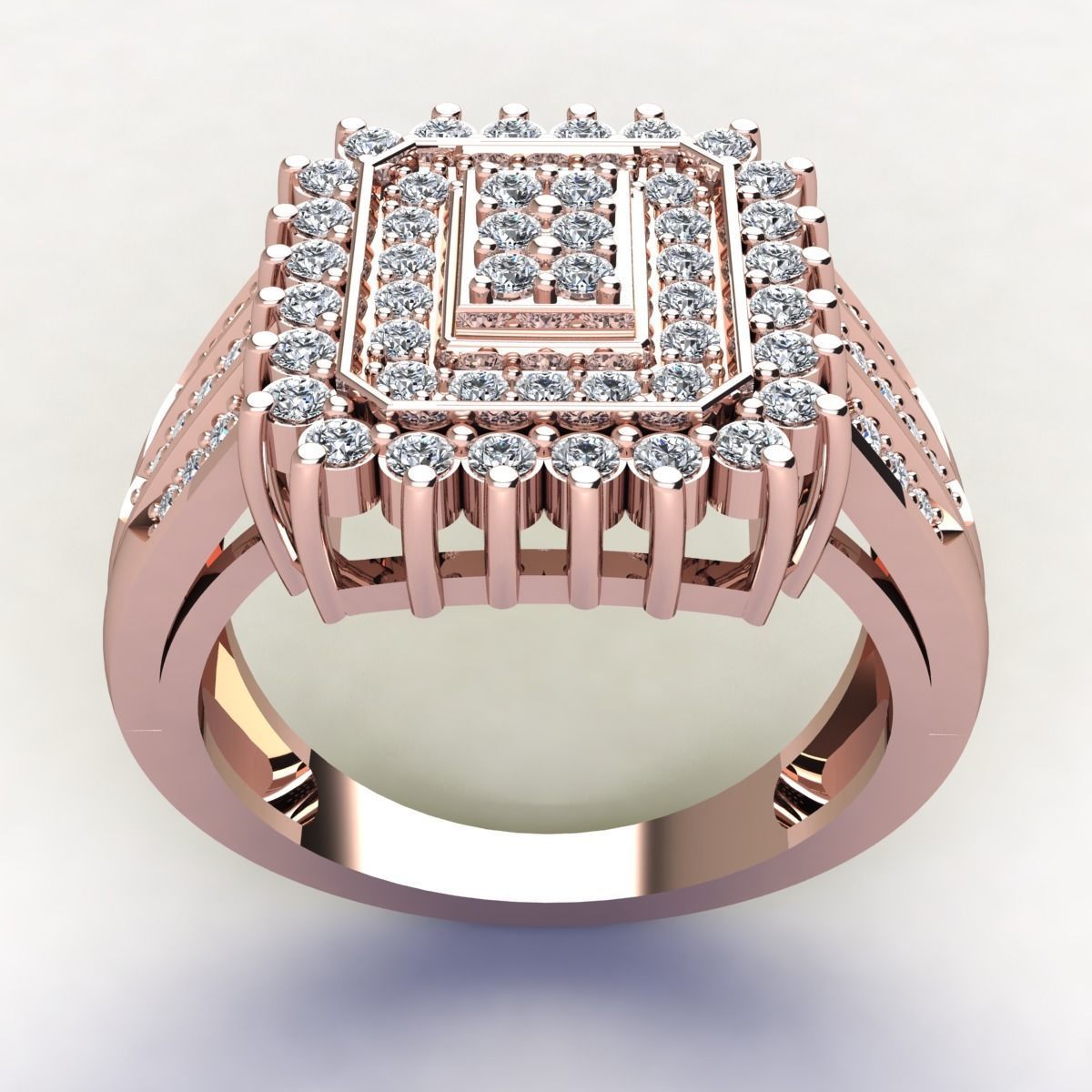 Center With Two Halo Ring  3D print model_5