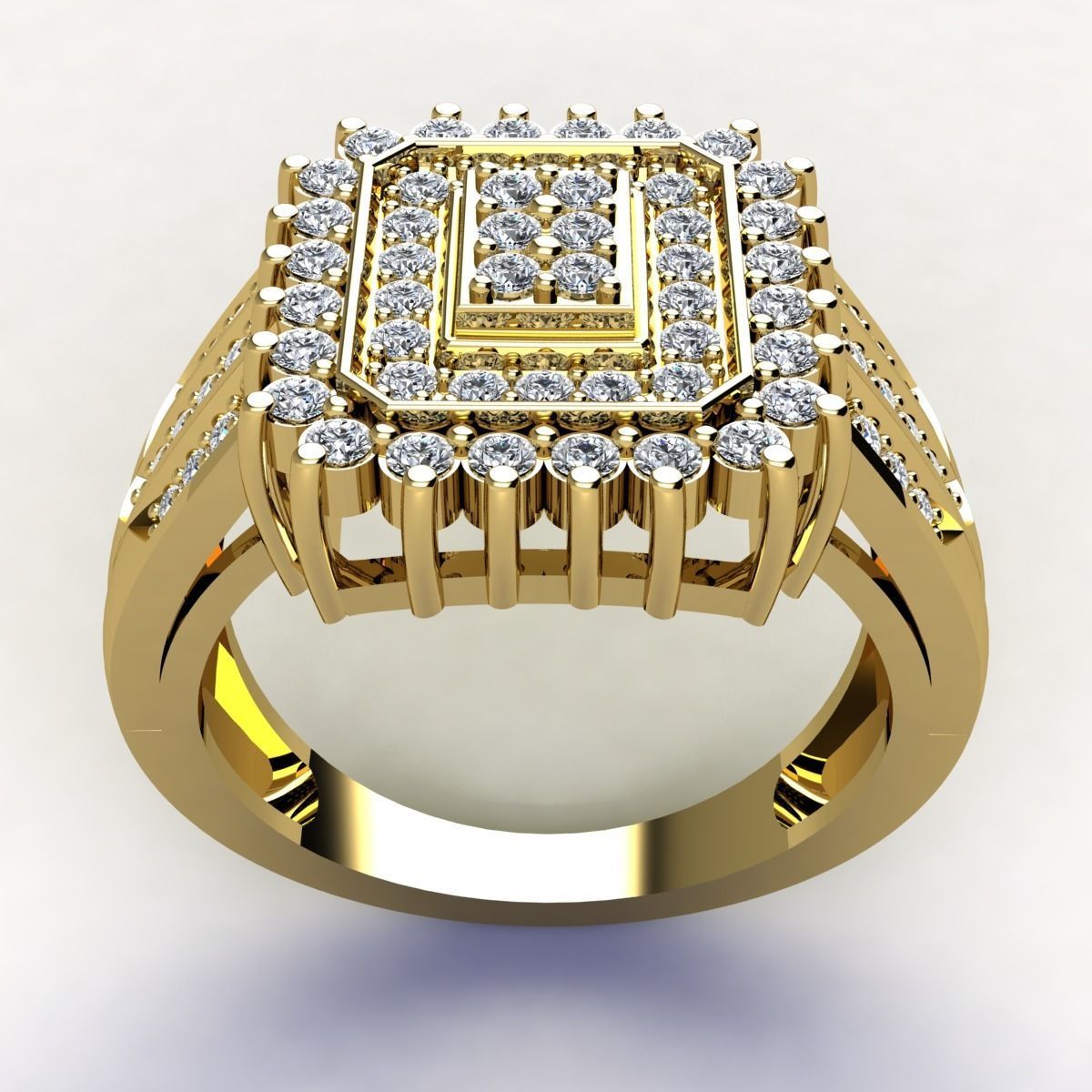 Center With Two Halo Ring  3D print model_4