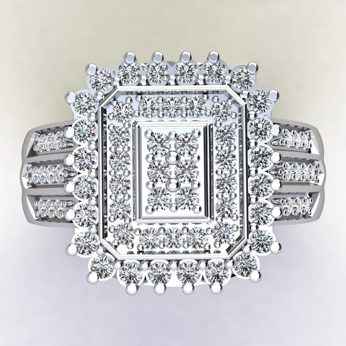 Center With Two Halo Ring  3D print model_9