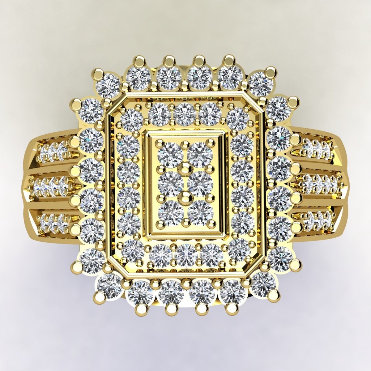 Center With Two Halo Ring  3D print model_7