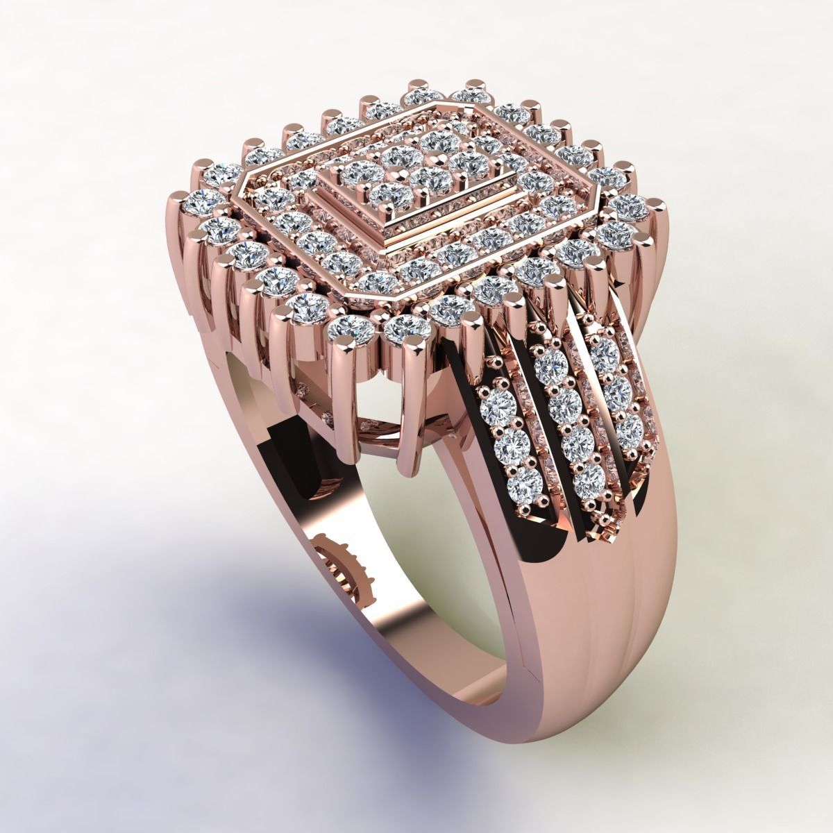 Center With Two Halo Ring  3D print model_11