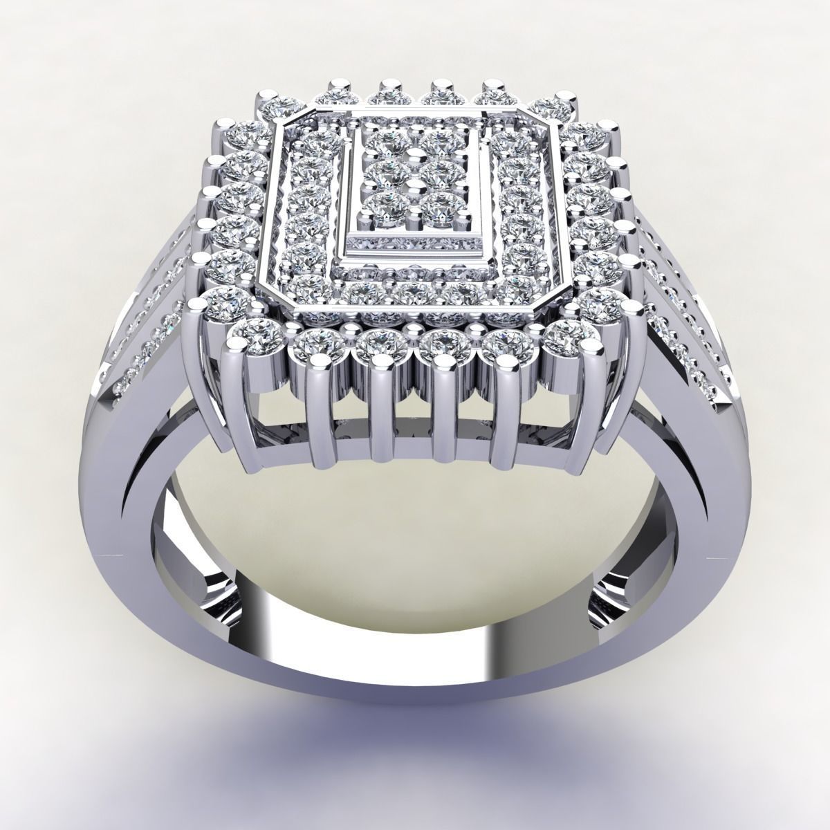 Center With Two Halo Ring  3D print model_6