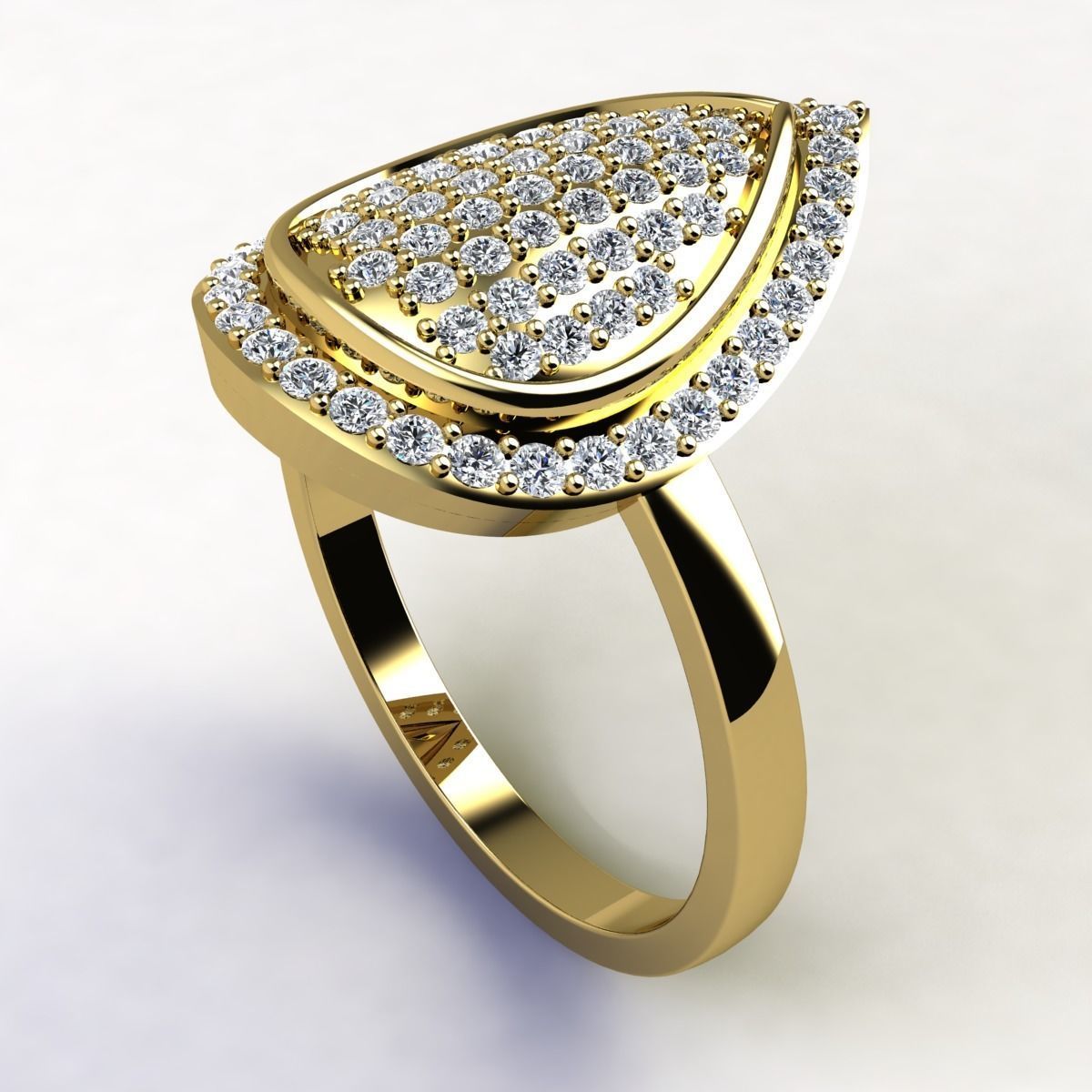 Big Pear Shape Woman Ring  3D print model_10