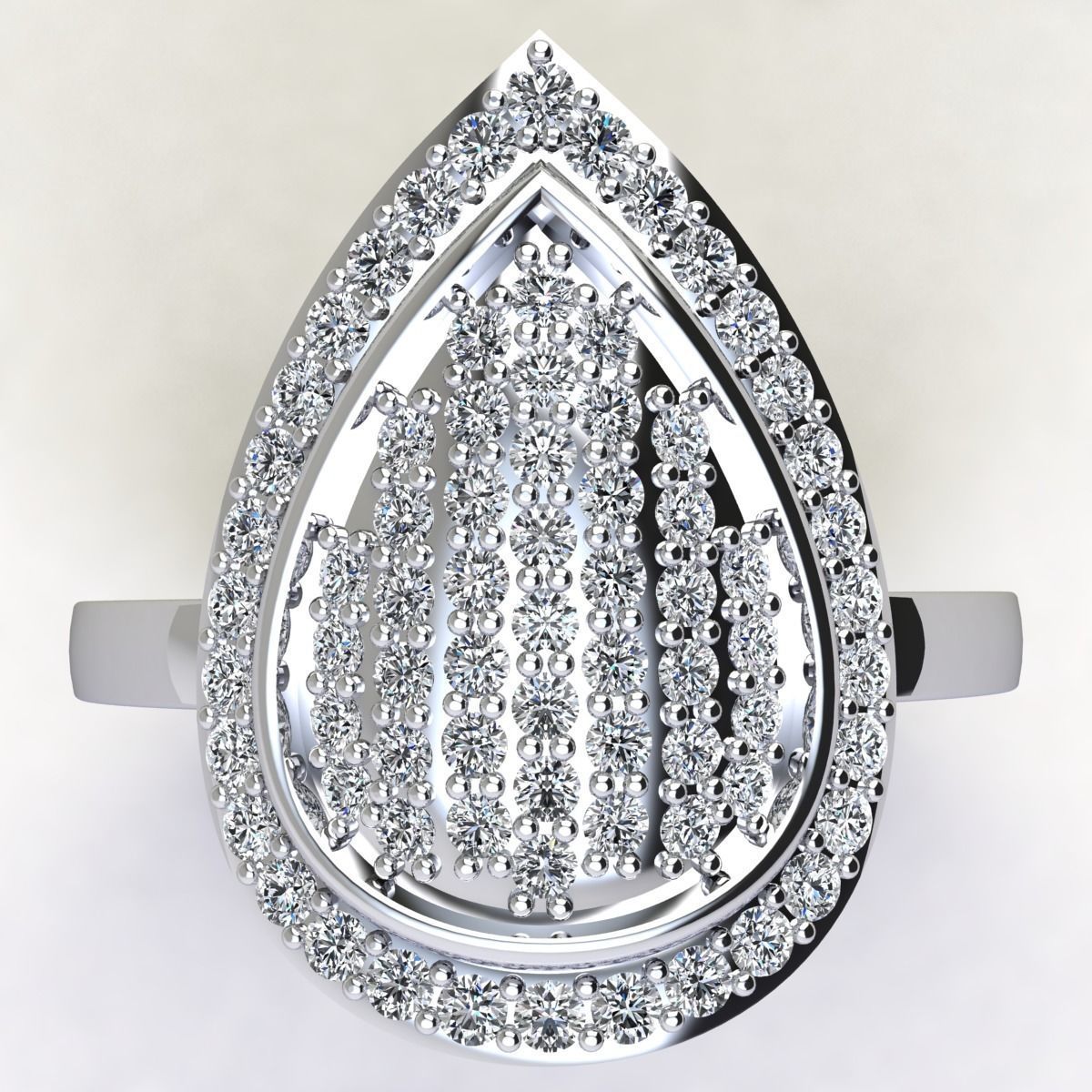 Big Pear Shape Woman Ring  3D print model_9