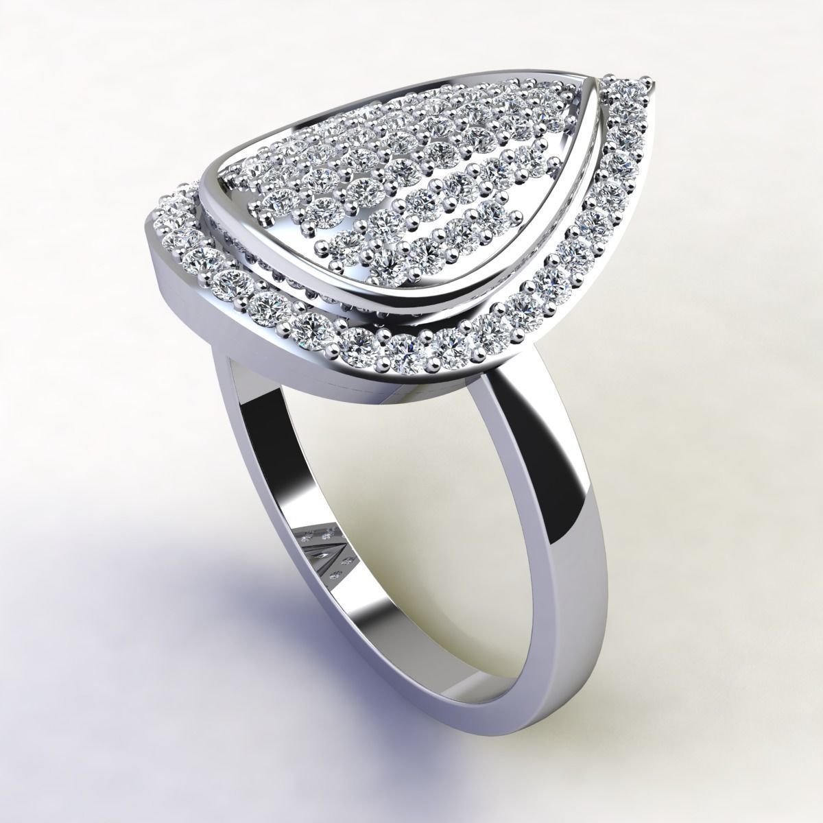 Big Pear Shape Woman Ring  3D print model_12