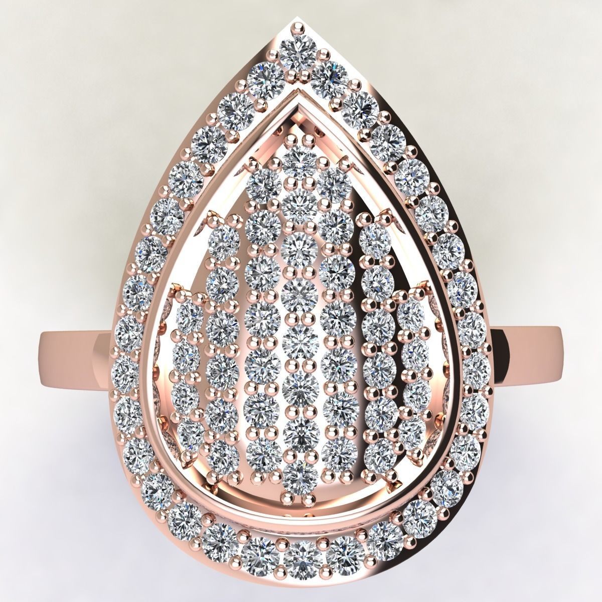 Big Pear Shape Woman Ring  3D print model_8