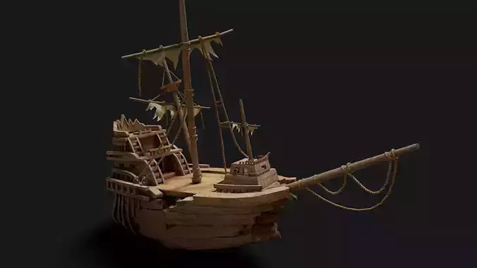 Ship 20k PBR Unreal PKG 1x1 pixel Low-poly 3D model