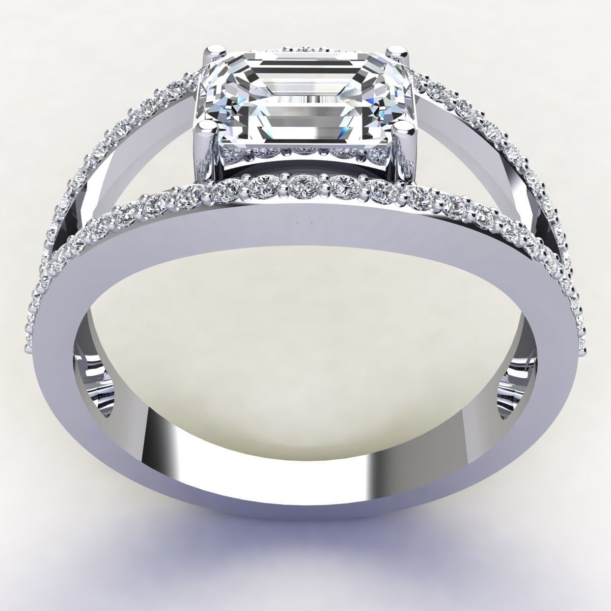 Emerald Center Diamond Ring  3D print model_6