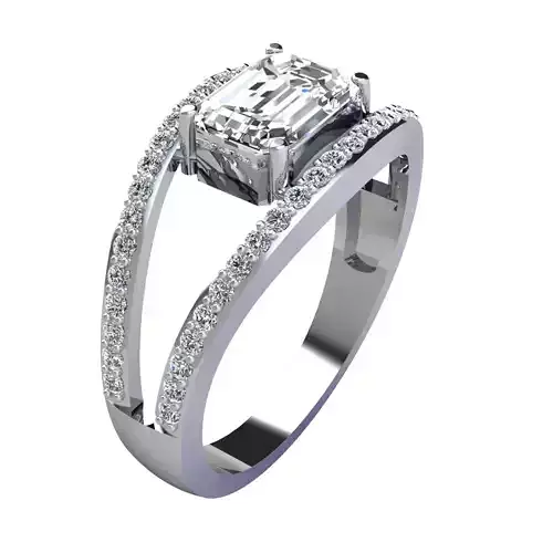 Emerald Center Diamond Ring  3D print model