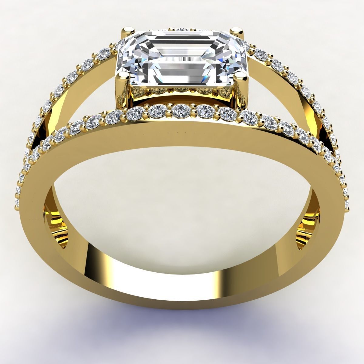 Emerald Center Diamond Ring  3D print model_4