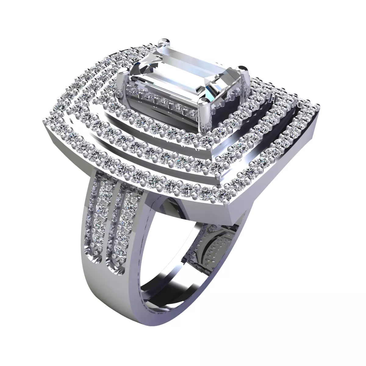 Emerald With Thee Halo Big Ring  3D print model_0