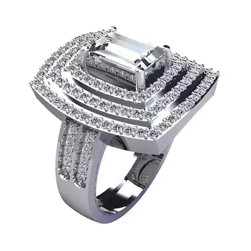 Emerald With Thee Halo Big Ring  3D print model