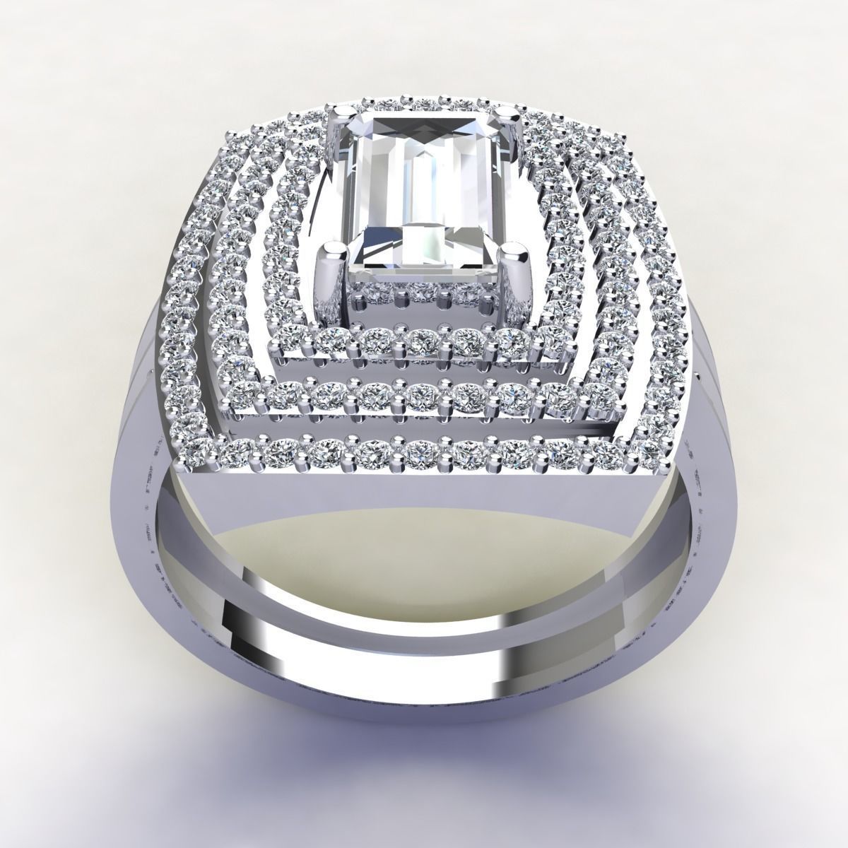 Emerald With Thee Halo Big Ring  3D print model_6