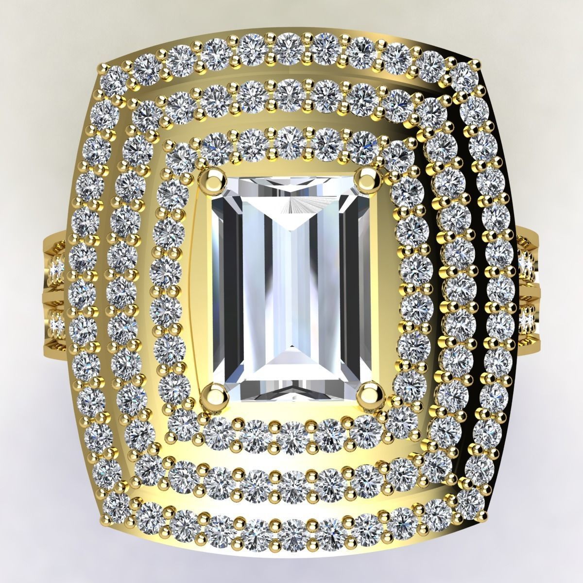 Emerald With Thee Halo Big Ring  3D print model_7