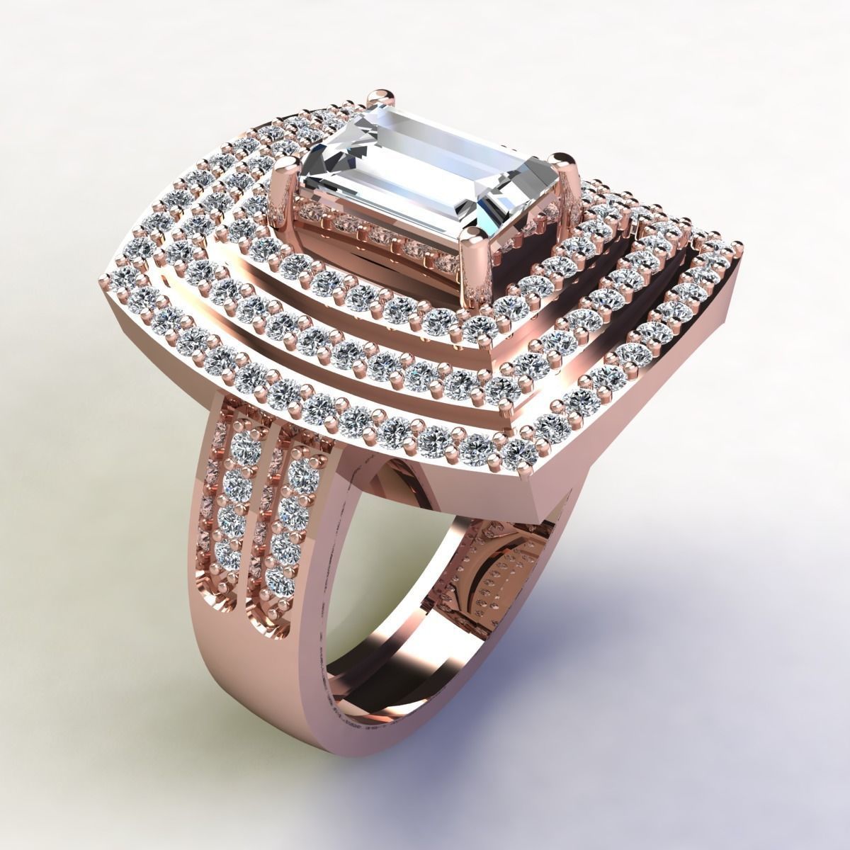 Emerald With Thee Halo Big Ring  3D print model_2