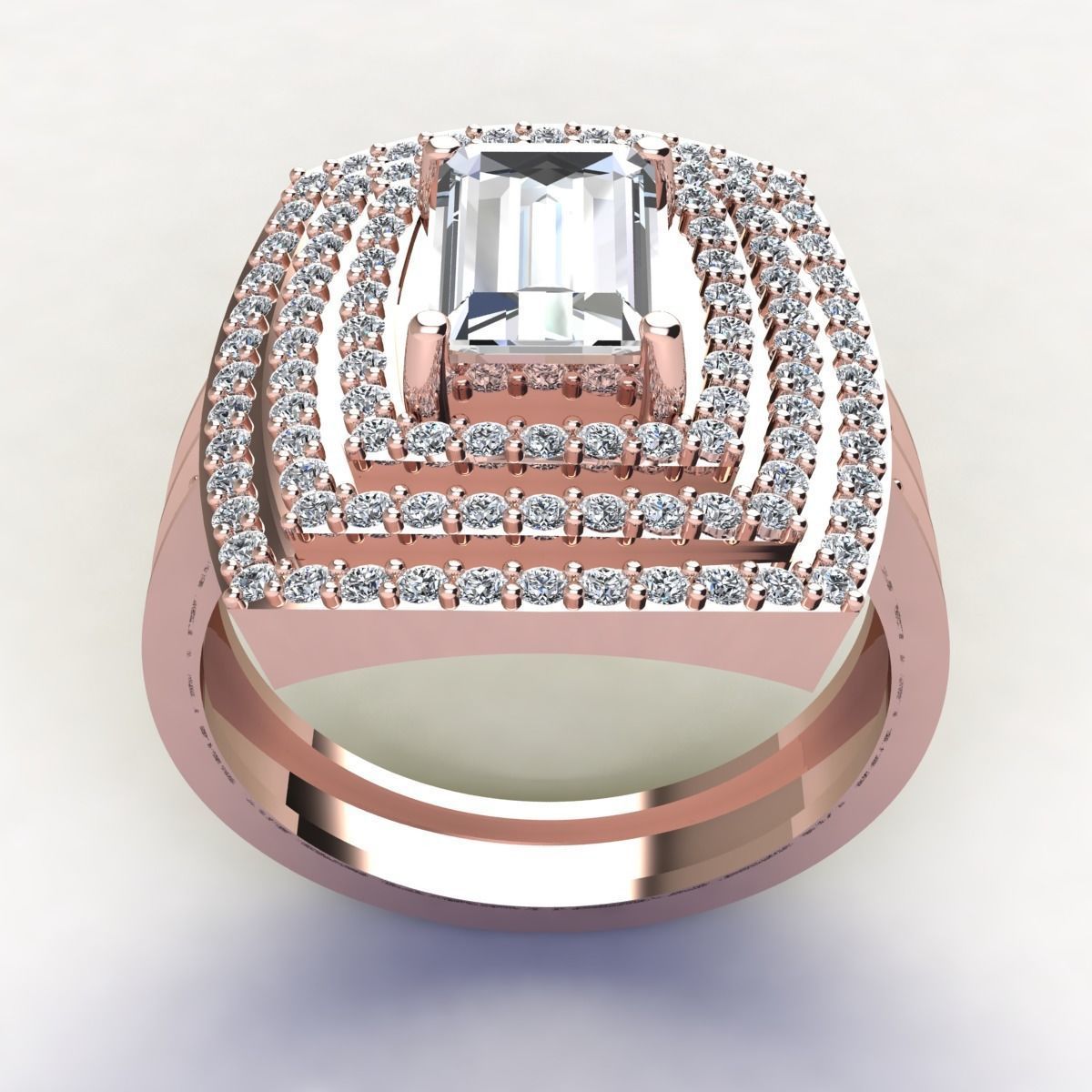 Emerald With Thee Halo Big Ring  3D print model_5