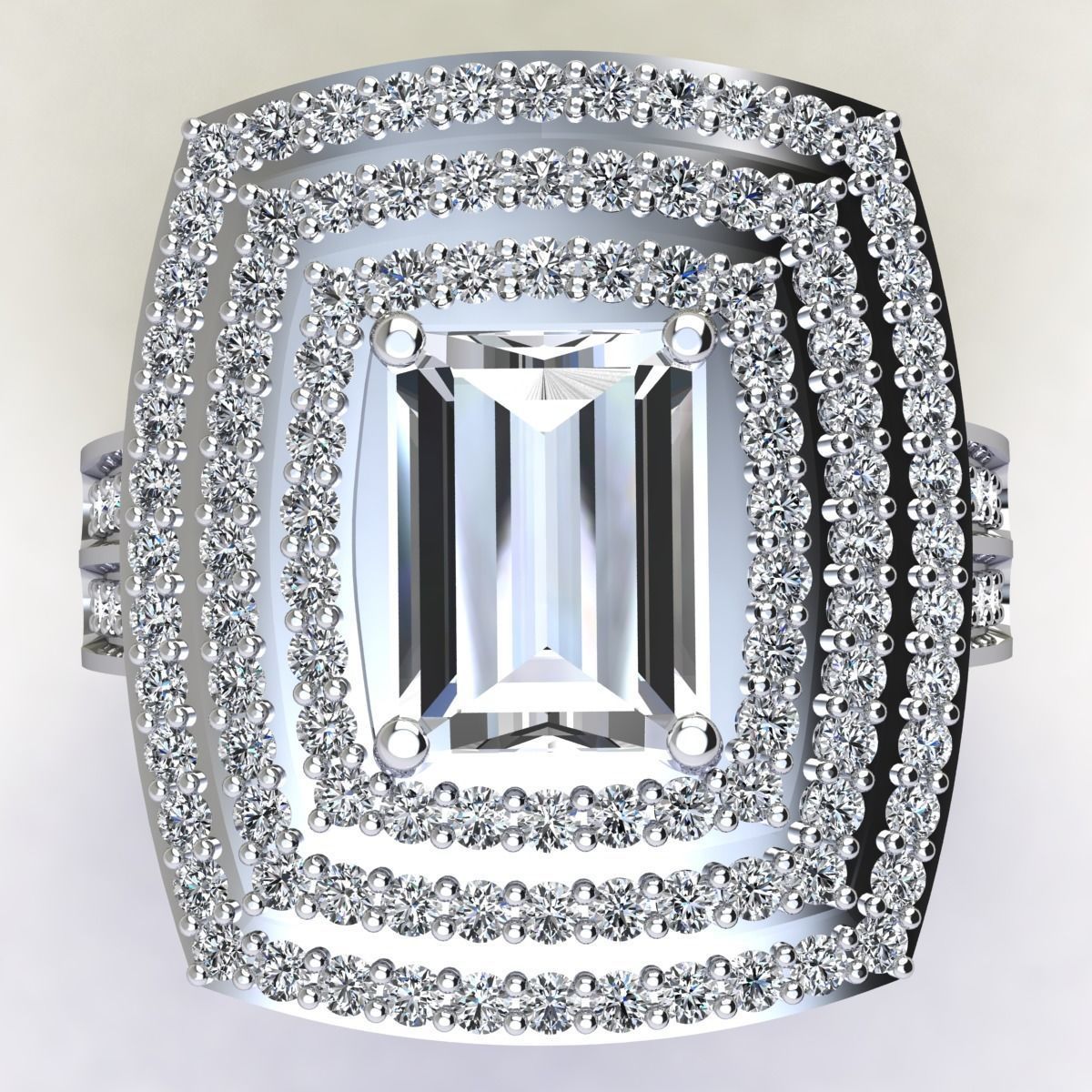 Emerald With Thee Halo Big Ring  3D print model_9