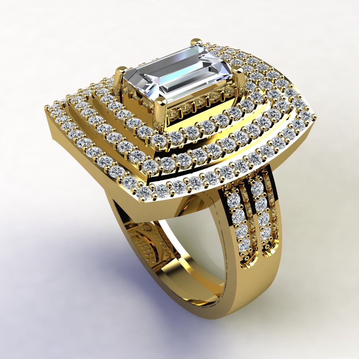 Emerald With Thee Halo Big Ring  3D print model_10