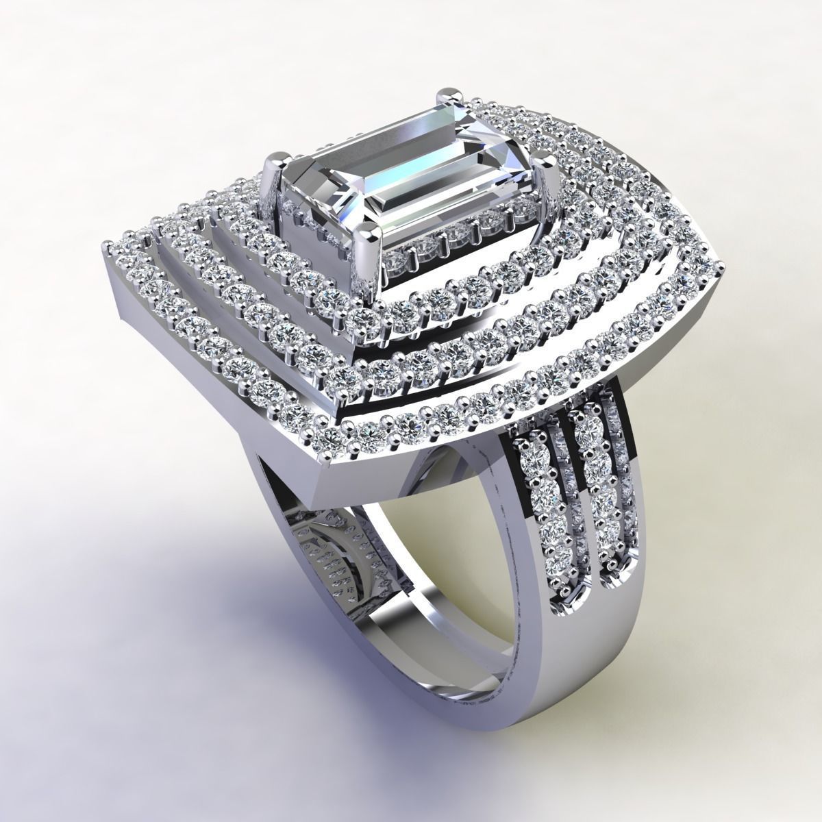 Emerald With Thee Halo Big Ring  3D print model_12