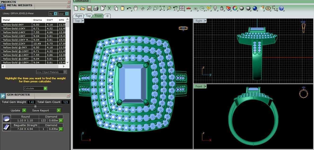 Emerald With Thee Halo Big Ring  3D print model_3