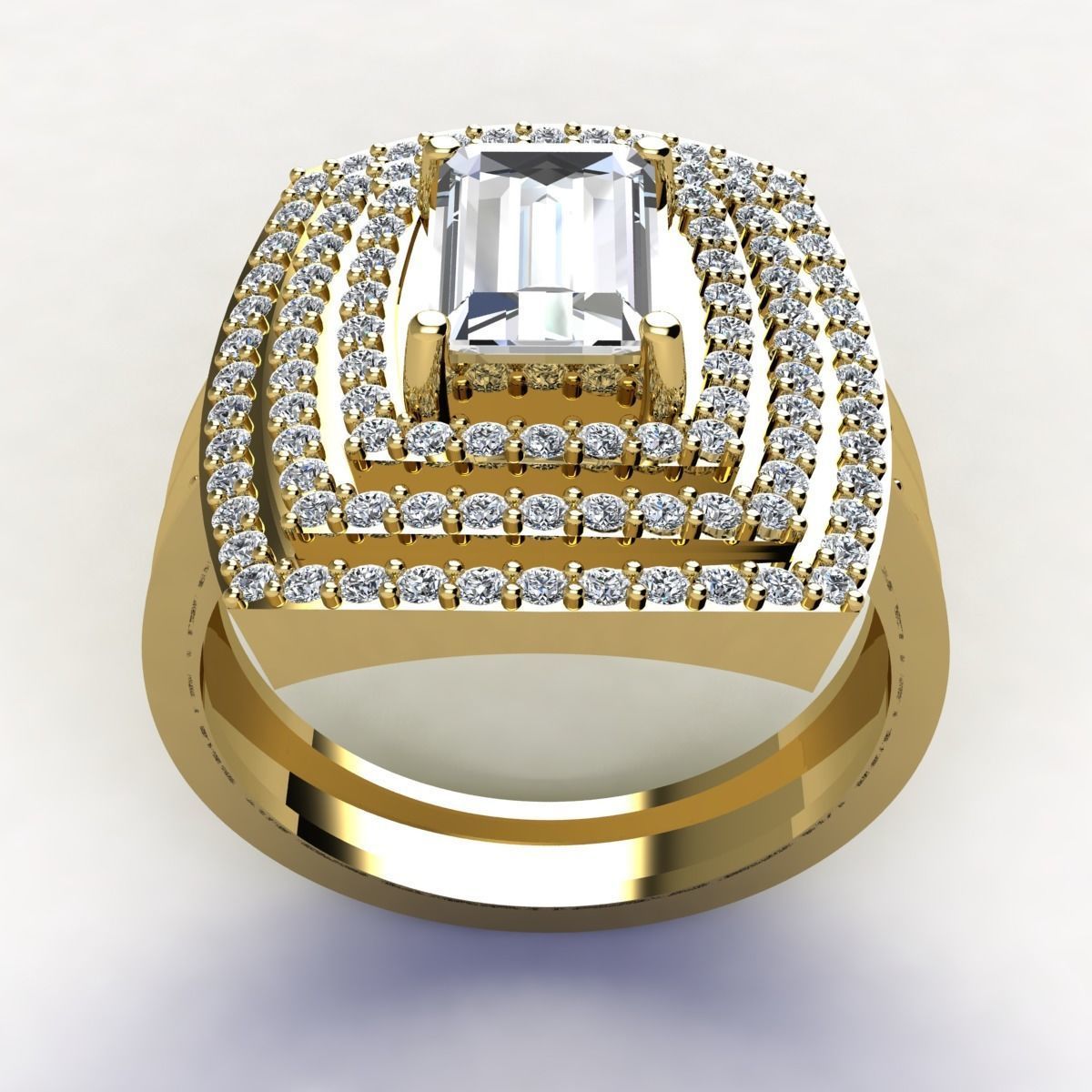 Emerald With Thee Halo Big Ring  3D print model_4