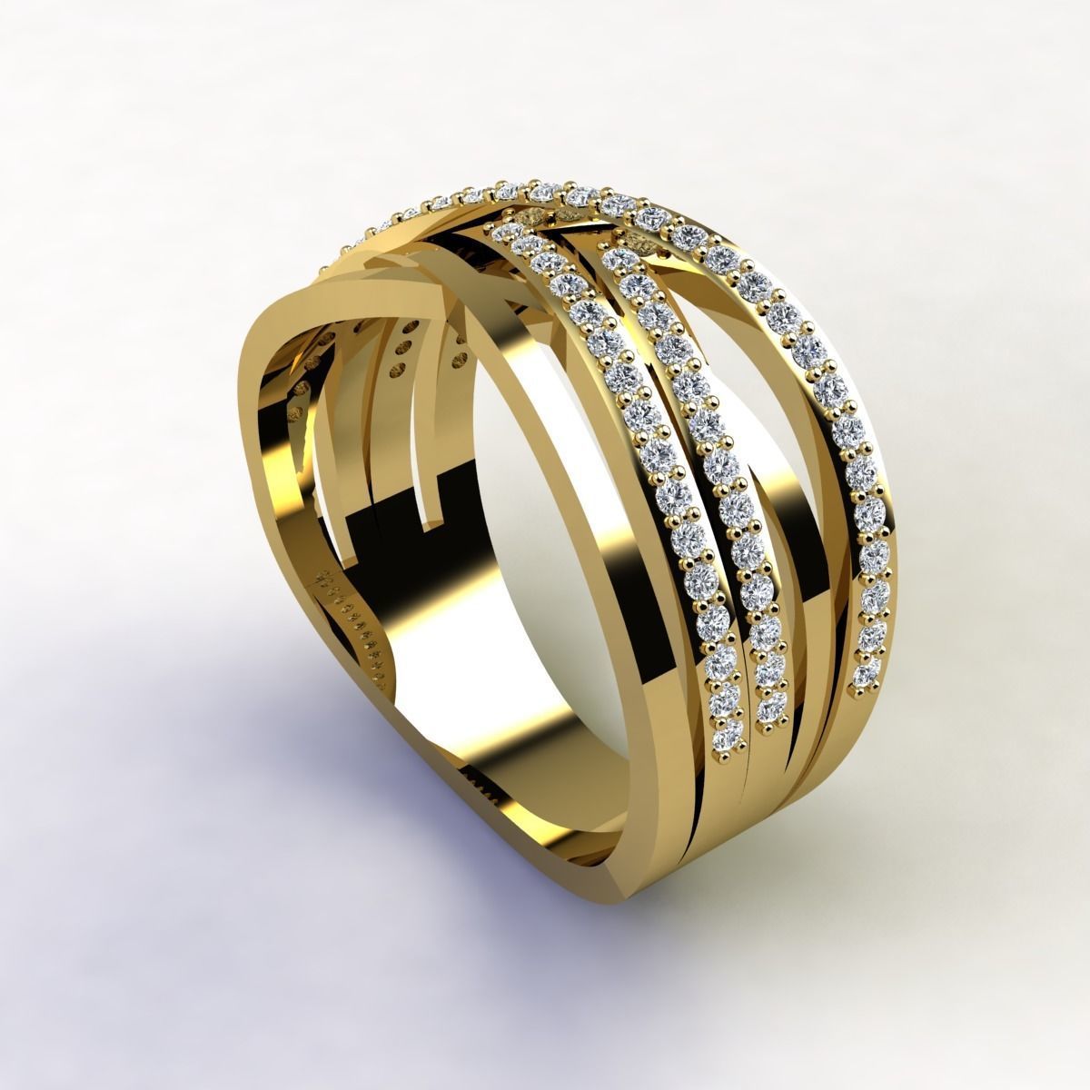 Fancy Woman Diamond Ring  3D print model_1