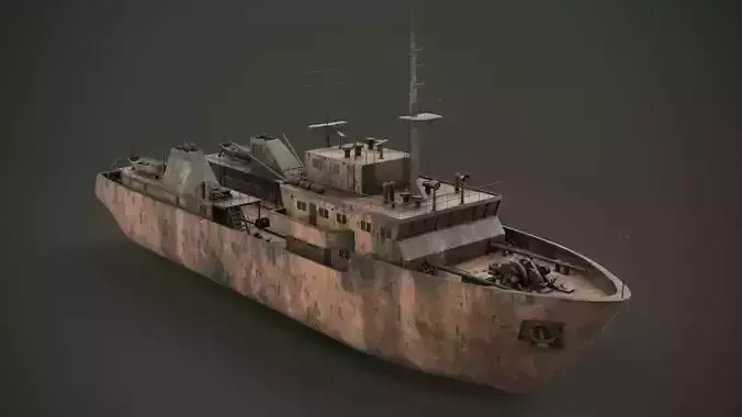 Old rusted abandoned vessel 3D model
