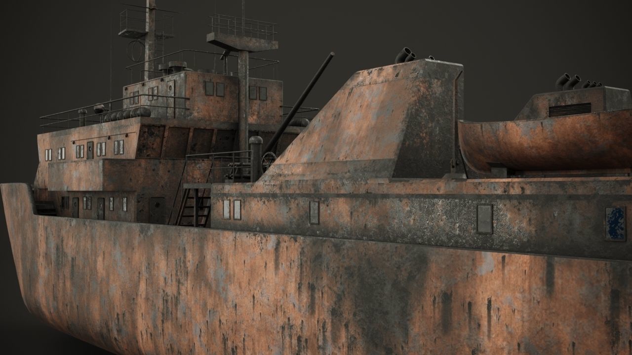 Old rusted abandoned vessel 3D model_7