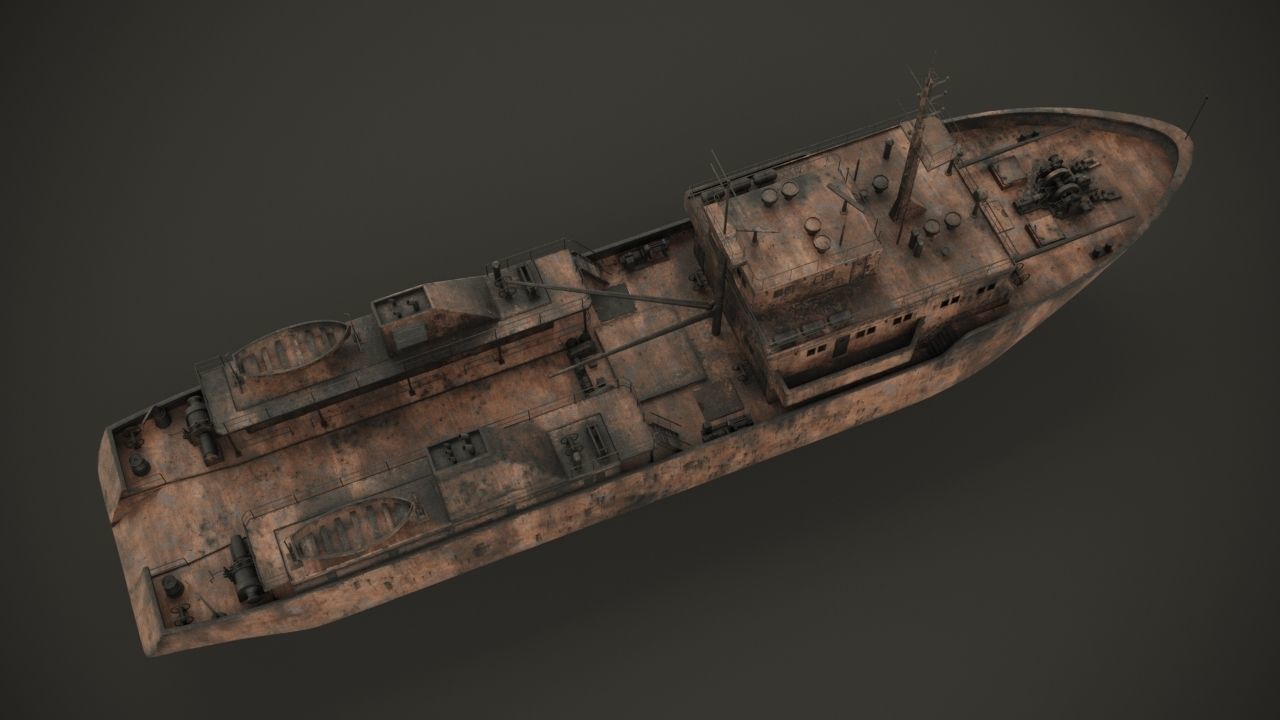 Old rusted abandoned vessel 3D model_5